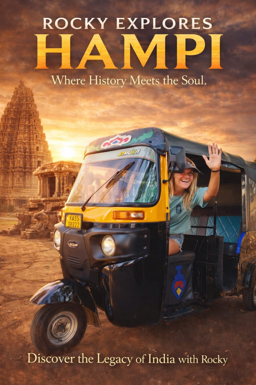 International tourist waving from Rocky's auto