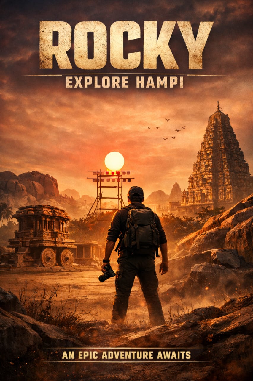 Rocky Explore Hampi epic adventure poster